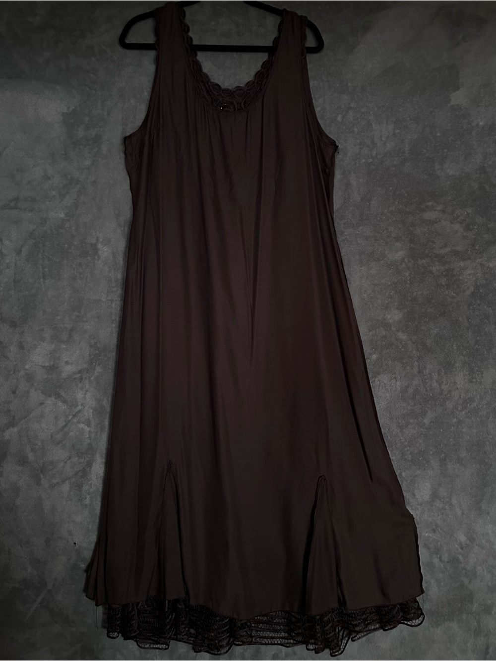 Soulmates Chocolate Brown Silk Hand Crocheted Embroidered Maxi Dress & Jacket 2X - Picture 6 of 16